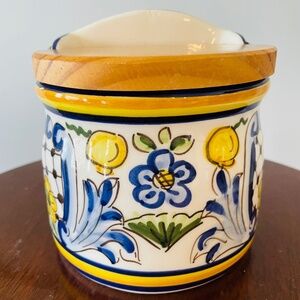 Vintage Ceramic Hand Painted Salt Cellar, Vintage Kitchen Decor